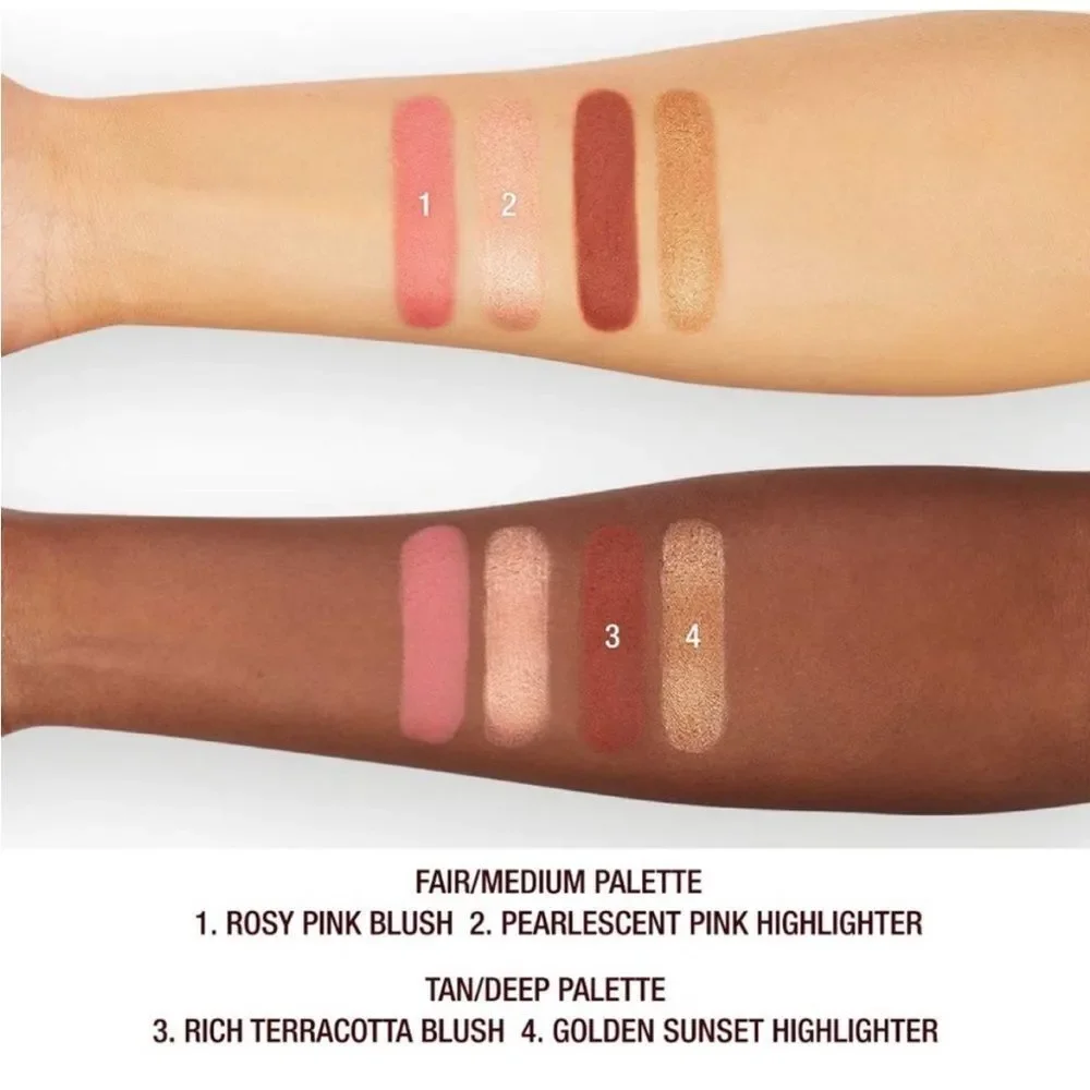 Charlotte Tilbury Blush & Glow Glide Palette with Pink Precision Brush Tan/Dore